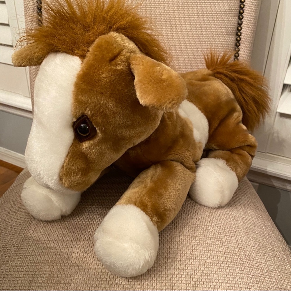 shalom toy‎ co plush horse Pony Brown White